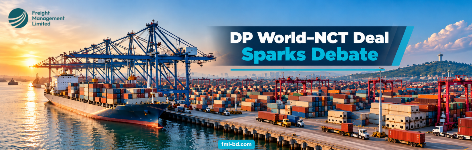 Container terminal operations representing the New Mooring Container Terminal and DP World agreement at Chattogram Port.
